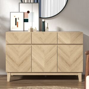 Natur Pur Cartwright Hanwell 3 Door 3 Drawer Sideboard Oslo Oak 76.5cm H X 118.6cm W X 39.8cm D Natur Pur Cartwright Hanwell 3 Door 3 Drawer Sideboard Oslo Oak 76.5cm H X 118.6cm W X 39.8cm D