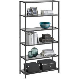 Fairmont Park 6-Tier Glass Shelf Bookshelf Grey 80cm W X 30cm D Fairmont Park 6-Tier Glass Shelf Bookshelf Grey 80cm W X 30cm D