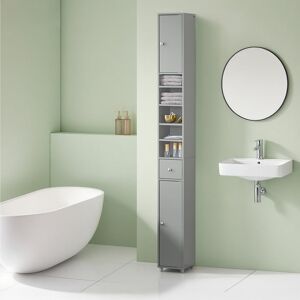 Rebrilliant Munford Freestanding 20cm W x 180cm H x 20cm D Linen Cabinet Grey 180cm H X 20cm W X 20cm D Rebrilliant Munford Freestanding 20cm W x 180cm H x 20cm D Linen Cabinet Grey 180cm H X 20cm W X 20cm D