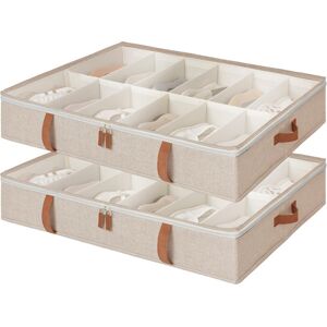 Latitude Run Under Bed Shoe Storage Organizer, Underbed Shoes Container With Adjustable Dividers, Shoe Storage Basket With Cover, Brown, 2-Pack, Space-Saving Shoe Brown Latitude Run Under Bed Shoe Storage Organizer, Underbed Shoes Container With Adjustable Dividers, Shoe Storage Basket With Cover, Brown, 2-Pack, Space-Saving Shoe Brown