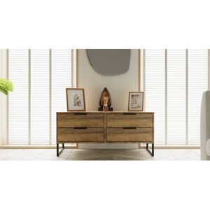 Ebern Designs Fully Assembled Luecinda 4 - Drawer Chest of Drawers Vintage Oak 50.5cm H X 112cm W X 41.5cm D Ebern Designs Fully Assembled Luecinda 4 - Drawer Chest of Drawers Vintage Oak 50.5cm H X 112cm W X 41.5cm D