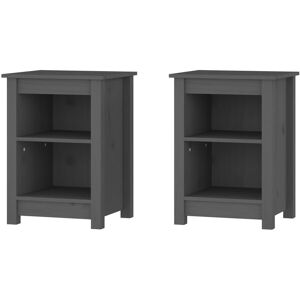 Rosalind Wheeler Damarri Bedside Cabinets 2 Pcs White 40X35x55 Cm Solid Wood Pine Grey 139.7cm H X 40cm W X 88.9cm D Rosalind Wheeler Damarri Bedside Cabinets 2 Pcs White 40X35x55 Cm Solid Wood Pine Grey 139.7cm H X 40cm W X 88.9cm D