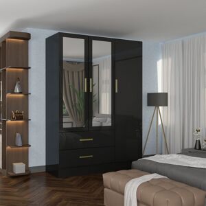 17 Stories Modern 3 Door High Gloss Hinged Wardrobe Black/Grey/White 116cm Black 200cm H X 116cm W X 50cm D 17 Stories Modern 3 Door High Gloss Hinged Wardrobe Black/Grey/White 116cm Black 200cm H X 116cm W X 50cm D