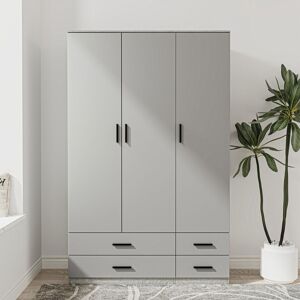 17 Stories 3 Door 4 Drawer Wardrobe Storage Shelf Hanging Wardrobe Modern Furniture Ash Grey/Grey 180cm H X 108cm W X 48cm D 17 Stories 3 Door 4 Drawer Wardrobe Storage Shelf Hanging Wardrobe Modern Furniture Ash Grey/Grey 180cm H X 108cm W X 48cm D