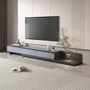 Brayden Studio Space-Saving Extendable TV Unit with 3 Drawers Adjustable 200-330cm 3 Colour Options: Walnut, Grey, Dark Walnut TV Stand for Living Room & Bedro Grey Wood 85" Brayden Studio Space-Saving Extendable TV Unit with 3 Drawers Adjustable 200-330cm 3 Colour Options: Walnut, Grey, Dark Walnut TV Stand for Living Room & Bedro Grey Wood 85"