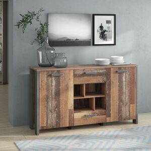 Mercury Lanham Combi Chest Dark Grey Concrete / Old Wood Vintage 88cm H X 156cm W X 41cm D Mercury Lanham Combi Chest Dark Grey Concrete / Old Wood Vintage 88cm H X 156cm W X 41cm D