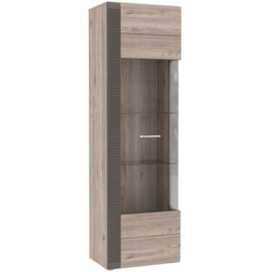 Ebern Designs Achille Display Cabinet Nelson Oak;Matt Grey 196.9cm H X 60.2cm W X 41.1cm D Ebern Designs Achille Display Cabinet Nelson Oak;Matt Grey 196.9cm H X 60.2cm W X 41.1cm D
