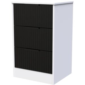 Brayden Studio Atsumi 3 Drawer Bedside Cabinet With Black Handles (Ready Assembled) Deep Black/White Matt 73cm H X 45cm W X 40cm D Brayden Studio Atsumi 3 Drawer Bedside Cabinet With Black Handles (Ready Assembled) Deep Black/White Matt 73cm H X 45cm W X 40cm D