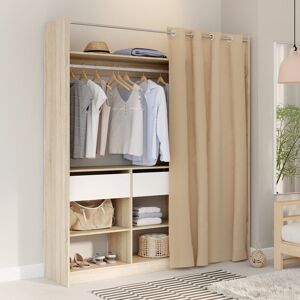 17 Stories Sliding Wardobe with shelves and clothes rail Sonoma Oak , 180cm W x 200cm H x 42cm D Manufactured Wood 200cm H X 180cm W X 42cm D 17 Stories Sliding Wardobe with shelves and clothes rail Sonoma Oak , 180cm W x 200cm H x 42cm D Manufactured Wood 200cm H X 180cm W X 42cm D