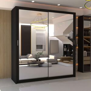 Latitude Run Elegent Carino Sliding Door Wardrobe with Mirror – Space-Saving Bedroom Storage in 6 Sizes & 6 Colours Black 217cm H x 90cm W x 62cm D Latitude Run Elegent Carino Sliding Door Wardrobe with Mirror – Space-Saving Bedroom Storage in 6 Sizes & 6 Colours Black 217cm H x 90cm W x 62cm D
