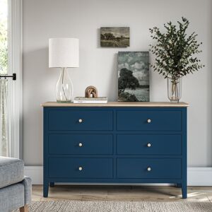 ClassicLiving Maelle 6 Drawer Wide Chest Navy 75cm H X 120cm W X 40cm D ClassicLiving Maelle 6 Drawer Wide Chest Navy 75cm H X 120cm W X 40cm D