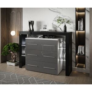Ivy Bronx Ametra 6 Drawer 140Cm W Tallboy Grey/White/Black 101cm H X 140cm W X 45cm D Ivy Bronx Ametra 6 Drawer 140Cm W Tallboy Grey/White/Black 101cm H X 140cm W X 45cm D