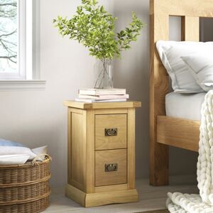 Three Posts Pittsford 2 Drawer Bedside Table Waxed/Brass Handle 56cm H X 35cm W X 32cm D Three Posts Pittsford 2 Drawer Bedside Table Waxed/Brass Handle 56cm H X 35cm W X 32cm D