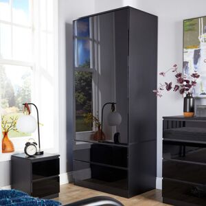 17 Stories Rishin 2 Door 2 Drawer High Gloss Wardrobe Storage Unit Black 180cm H X 75cm W X 50cm D 17 Stories Rishin 2 Door 2 Drawer High Gloss Wardrobe Storage Unit Black 180cm H X 75cm W X 50cm D