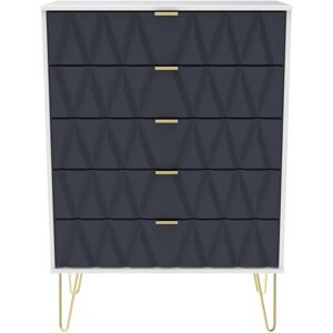 Fairmont Park Fully Assembled Pawhuska 5 Drawer 76.5Cm W Chest of Drawers Navy/White 107.5cm H X 76.5cm W X 41.5cm D Fairmont Park Fully Assembled Pawhuska 5 Drawer 76.5Cm W Chest of Drawers Navy/White 107.5cm H X 76.5cm W X 41.5cm D
