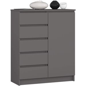 17 Stories Chest of drawers K80 graphite gray 80cm 1 door 5 drawers 3 shelves W 80 x H 35 x D 97cm Grey 97cm H X 80cm W X 35cm D 17 Stories Chest of drawers K80 graphite gray 80cm 1 door 5 drawers 3 shelves W 80 x H 35 x D 97cm Grey 97cm H X 80cm W X 35cm D