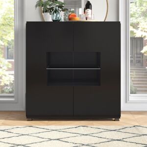 Wade Logan Gomer 100 Cm Wide Sideboard Black 105cm H X 100cm W X 35cm D Wade Logan Gomer 100 Cm Wide Sideboard Black 105cm H X 100cm W X 35cm D