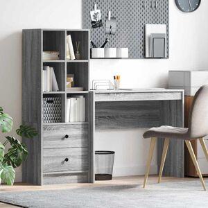 Norden Home Desk With Storage With Drawer 2 Pcs 90 X 40 X 76 Cm Grey Sonoma 76cm H X 90cm W X 40cm D Norden Home Desk With Storage With Drawer 2 Pcs 90 X 40 X 76 Cm Grey Sonoma 76cm H X 90cm W X 40cm D