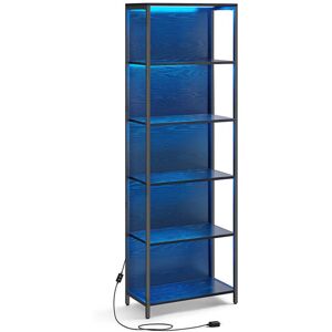 Ivy Bronx 6-Tier LED Bookcase, Bookshelf With Dimmable Lights, Storage Shelf With Steel Frame Satin Black 10cm W X 10cm D Ivy Bronx 6-Tier LED Bookcase, Bookshelf With Dimmable Lights, Storage Shelf With Steel Frame Satin Black 10cm W X 10cm D