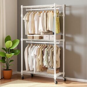 Rebrilliant 60cm W Rolling Clothes Racks White 58cm L Rebrilliant 60cm W Rolling Clothes Racks White 58cm L