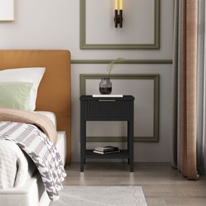 Latitude Run Abriela Solid + Manufactured Wood Bedside Table Black 55cm H X 40cm W X 36cm D Latitude Run Abriela Solid + Manufactured Wood Bedside Table Black 55cm H X 40cm W X 36cm D