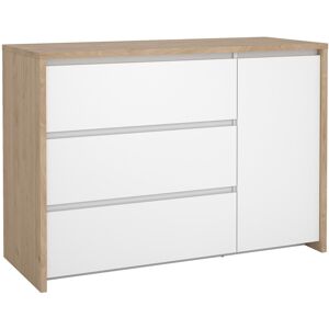 Latitude Run Borislava Sideboard with 1 Door and 3 Drawers White Brown;White 83.8cm H X 118.6cm W X 48.1cm D Latitude Run Borislava Sideboard with 1 Door and 3 Drawers White Brown;White 83.8cm H X 118.6cm W X 48.1cm D