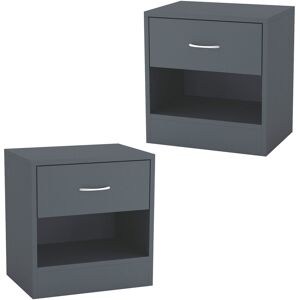 17 Stories Set of 2- Small Modern Single Drawer Wooden Bedside & Nightstand Storage Table Drak Grey 41cm H X 39cm W X 28cm D 17 Stories Set of 2- Small Modern Single Drawer Wooden Bedside & Nightstand Storage Table Drak Grey 41cm H X 39cm W X 28cm D