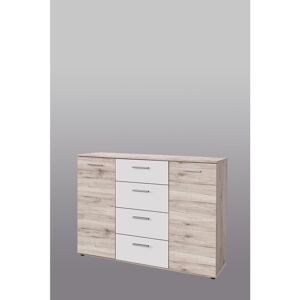 Ebern Designs Beach 4 Drawers Combi Chest White;Beige 91.3cm H X 129.6cm W X 38cm D Ebern Designs Beach 4 Drawers Combi Chest White;Beige 91.3cm H X 129.6cm W X 38cm D
