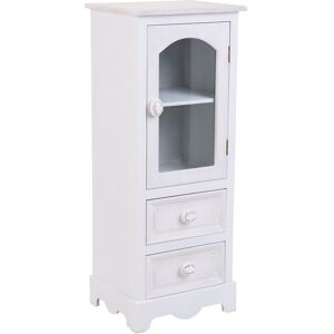 Marlow Home Co. Anthime Wooden and Glass with 1 Door and 2 Drawers White Console Curio Cabinet White 80cm H X 32cm W X 26cm D Marlow Home Co. Anthime Wooden and Glass with 1 Door and 2 Drawers White Console Curio Cabinet White 80cm H X 32cm W X 26cm D