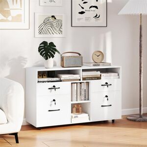 Inbox Zero Mobile File Cabinet, 4 Drawers Lateral Stationery Storage Organiser Chest White 65cm H X 104cm W X 35cm D Inbox Zero Mobile File Cabinet, 4 Drawers Lateral Stationery Storage Organiser Chest White 65cm H X 104cm W X 35cm D