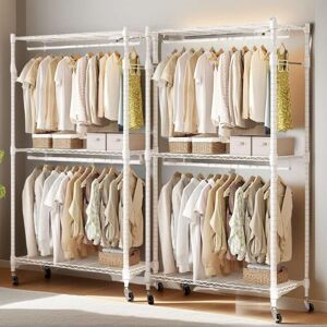 Rebrilliant Ginjiro 60cm W Rolling Clothes Racks White 23cm L Rebrilliant Ginjiro 60cm W Rolling Clothes Racks White 23cm L