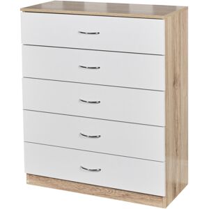 Ebern Designs Keever 5 Drawers Chest Oak/White 90cm H X 75cm W X 34cm D Ebern Designs Keever 5 Drawers Chest Oak/White 90cm H X 75cm W X 34cm D