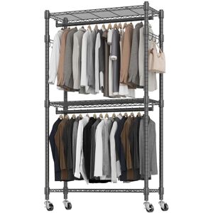 Rebrilliant Everley 90cm W Rolling Clothes Rack Black 35cm L Rebrilliant Everley 90cm W Rolling Clothes Rack Black 35cm L