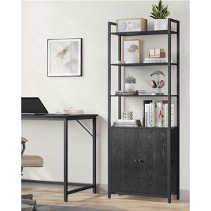 Borough Wharf 6-Tier Bookcase, Tall Bookshelf With Door, Metal Frame, Adjustable Shelves, 24 X 60 X 159.5 Cm, Living Room Bedroom Ebony Black/Matte Black 60cm W X 24cm D Borough Wharf 6-Tier Bookcase, Tall Bookshelf With Door, Metal Frame, Adjustable Shelves, 24 X 60 X 159.5 Cm, Living Room Bedroom Ebony Black/Matte Black 60cm W X 24cm D