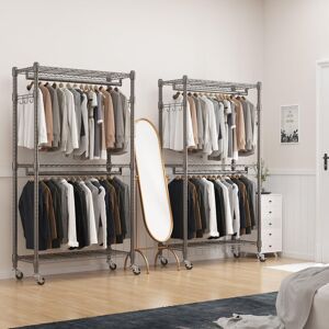 Rebrilliant Gerodi 90cm W Rolling Clothes Rack Grey 35cm L Rebrilliant Gerodi 90cm W Rolling Clothes Rack Grey 35cm L