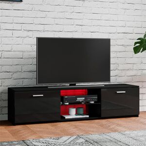 Latitude Run TV Unit Cabinet Stand Two Doors Sideboard With LED Lights Television Stands Cabinet 2 Open Media Storage For Tvs Up To 65 Inches (Black) 65" Latitude Run TV Unit Cabinet Stand Two Doors Sideboard With LED Lights Television Stands Cabinet 2 Open Media Storage For Tvs Up To 65 Inches (Black) 65"