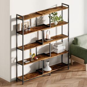 Borough Wharf Industrial Open Bookshelf Display Rack Rustic Brown 147cm H X 146cm W X 24cm D Borough Wharf Industrial Open Bookshelf Display Rack Rustic Brown 147cm H X 146cm W X 24cm D