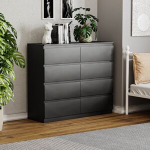 17 Stories Cunha 8 - Drawer Wide Chest of Drawers, Large Bedroom Storage Cabinet Black 95.5cm H X 120cm W X 40cm D 17 Stories Cunha 8 - Drawer Wide Chest of Drawers, Large Bedroom Storage Cabinet Black 95.5cm H X 120cm W X 40cm D
