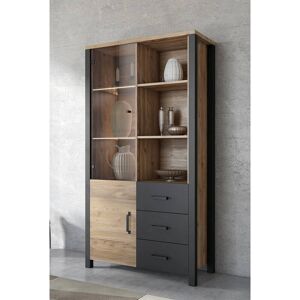Borough Wharf Altti 13: The Savanna Elegance Display Cabinet in Matt - Premium Laminated Board W101cm Fichte Oak 191cm H X 101cm W X 43cm D Borough Wharf Altti 13: The Savanna Elegance Display Cabinet in Matt - Premium Laminated Board W101cm Fichte Oak 191cm H X 101cm W X 43cm D