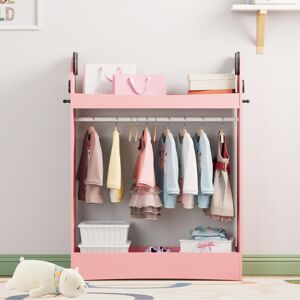 Zoomie Kids Manufactured Wood Wardrobe Pink 106.5cm H X 81cm W X 28cm D Zoomie Kids Manufactured Wood Wardrobe Pink 106.5cm H X 81cm W X 28cm D