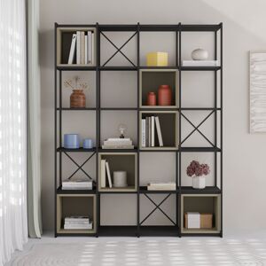 Rio Vale Modern Metal Frame Multi-Purpose Bookshelf & Storage Unit Black/Ash Green 179cm H X 139.5cm W X 39cm D Rio Vale Modern Metal Frame Multi-Purpose Bookshelf & Storage Unit Black/Ash Green 179cm H X 139.5cm W X 39cm D