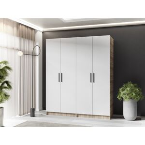 17 Stories Nitra 4 Door Wardrobe Sonoma/White 205cm H X 156cm W X 52.5cm D 17 Stories Nitra 4 Door Wardrobe Sonoma/White 205cm H X 156cm W X 52.5cm D
