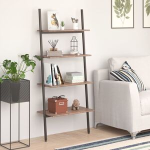 Borough Wharf Castorland Ladder Bookcase Brown/Black 150.5cm H X 64cm W X 34cm D Borough Wharf Castorland Ladder Bookcase Brown/Black 150.5cm H X 64cm W X 34cm D