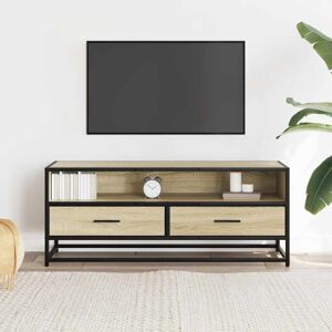 Borough Wharf TV Cabinet Smoked Oak 100X34.5X40 Cm Engineered Wood And Metal Sonoma Oak 43" Borough Wharf TV Cabinet Smoked Oak 100X34.5X40 Cm Engineered Wood And Metal Sonoma Oak 43"