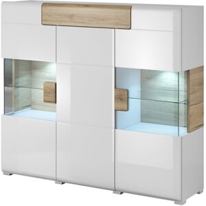 Ivy Bronx Febin 208 Cm Wide 2 Drawer Sideboard White Glossy/San Remo Oak 131cm H X 147cm W X 39cm D Ivy Bronx Febin 208 Cm Wide 2 Drawer Sideboard White Glossy/San Remo Oak 131cm H X 147cm W X 39cm D