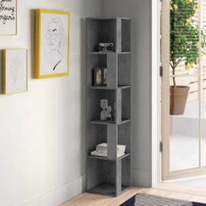 Zipcode Design Bensonhurst Corner Bookcase Unique Design & Modern Style Retro Grey 158.9cm H X 31.4cm W X 31.4cm D Zipcode Design Bensonhurst Corner Bookcase Unique Design & Modern Style Retro Grey 158.9cm H X 31.4cm W X 31.4cm D