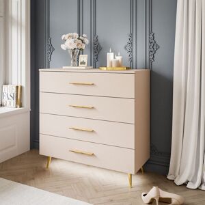 Canora Grey Azwa Chest of Drawers with Drawers Cashmere/Gold Chrome 90cm H X 95cm W X 40cm D Canora Grey Azwa Chest of Drawers with Drawers Cashmere/Gold Chrome 90cm H X 95cm W X 40cm D