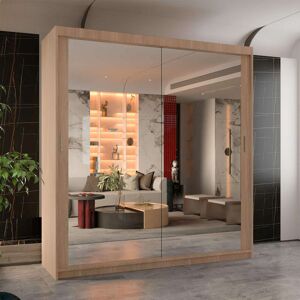 Brayden Studio Isabella Sliding Wardrobe with Double Mirrors – 6 Colors & Sizes Oak 217cm H x 120cm W x 62cm D Brayden Studio Isabella Sliding Wardrobe with Double Mirrors – 6 Colors & Sizes Oak 217cm H x 120cm W x 62cm D