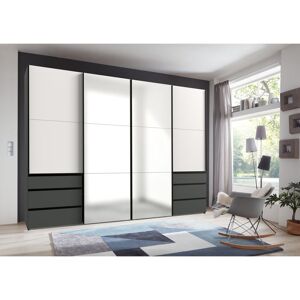 Ebern Designs Guardino 4 Door Wardrobe White/Graphite 216cm H x 300cm W x 65cm D Ebern Designs Guardino 4 Door Wardrobe White/Graphite 216cm H x 300cm W x 65cm D