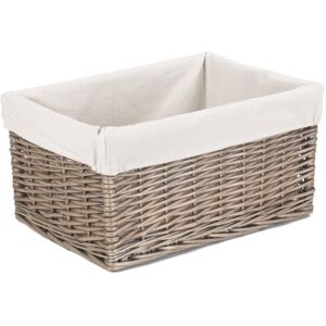 Brambly Cottage Wicker Storage Basket with Lining Antique Wash/White 22cm H x 42cm W x 30cm D Brambly Cottage Wicker Storage Basket with Lining Antique Wash/White 22cm H x 42cm W x 30cm D